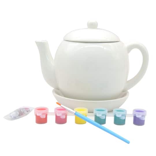 6 Pack: Ceramic Tea Pot Craft Kit by Creatology&#x2122;